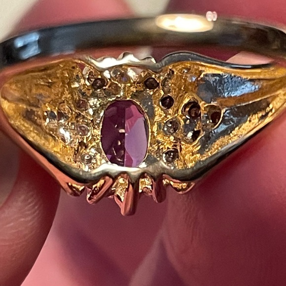 SOLD on another platform ~ Amethyst and diamond ring set- 14 karat gold~ size 7 - Picture 2 of 6